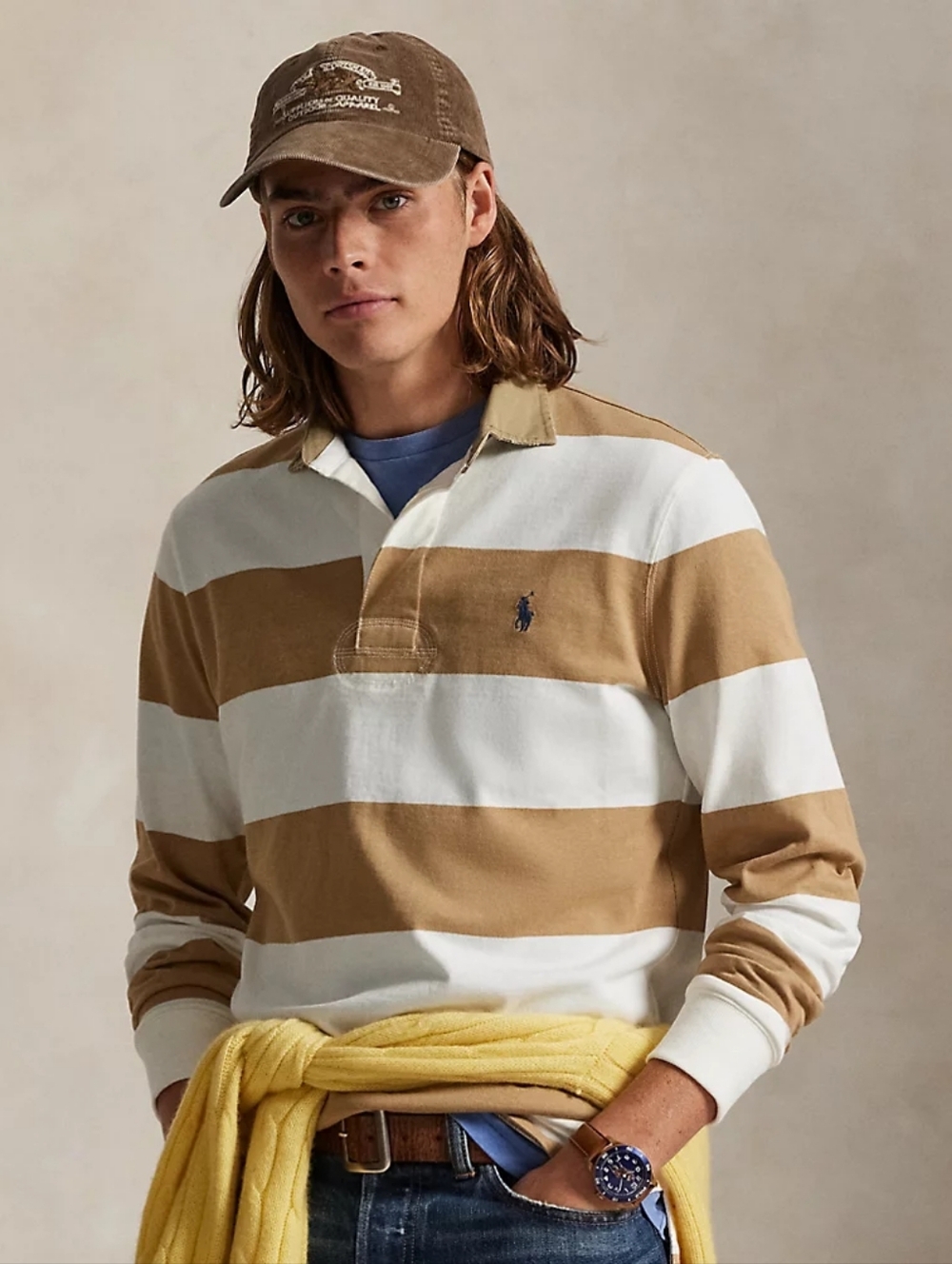 Classic Fit Khaki-Collar Rugby Shirt